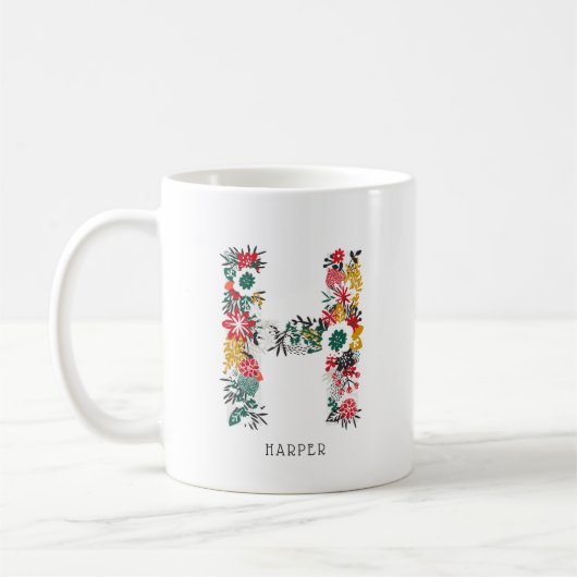 Buchstabe H | Monogramm-I-Tasse für den Blasenbrie Kaffeetasse (Links)