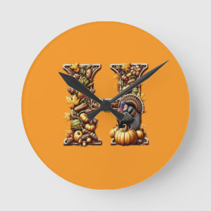 Buchstabe H Thanksgiving-Geschenkstil Runde Wanduhr
