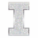 Buchstabe I Fotoskulptur Ornament<br><div class="desc">Imitat-Glitterverzierung des Buchstaben I silberne</div>