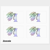 Buchstabe I Guardian Engel Monogramm Alphabet erst Rechteckiger Aufkleber (Blatt)