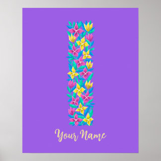 Buchstabe I maßgeschneiderte florale Wandkunst Poster