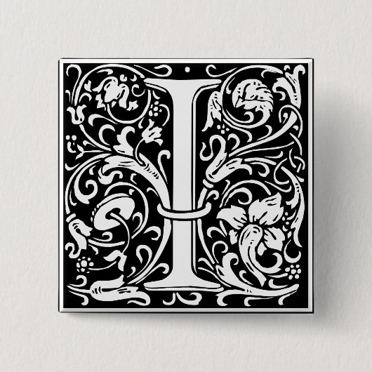 Buchstabe I Mittelalterliche Monogramm-Kunst Art N Button (Vorderseite)