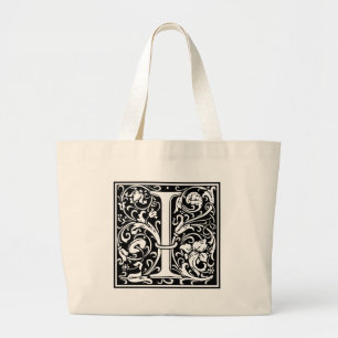 Buchstabe I Mittelalterliche Monogramm-Kunst Art N Jumbo Stoffbeutel