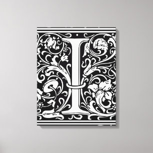 Buchstabe I Mittelalterliche Monogramm-Kunst Art N Leinwanddruck