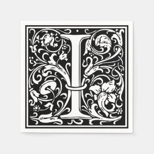 Buchstabe I Mittelalterliche Monogramm-Kunst Art N Serviette