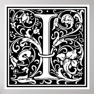 Buchstabe I Mittelalterliche Monogramm-Kunst Neue  Poster