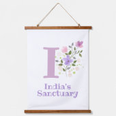 Buchstabe I plus Vorname mit Blumenmuster Wandteppich Mit Holzrahmen (Vorderseite)