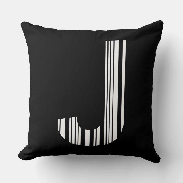 BUCHSTABE J BARCODE Erstes Anfangsbuchstaben-Barco Kissen (Vorderseite)