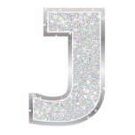 Buchstabe J Fotoskulptur Ornament<br><div class="desc">Imitat-Glitterverzierung des Buchstaben J silberne</div>