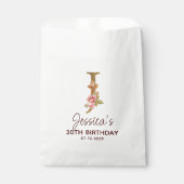 Buchstabe J Gold Monogramm Blush Rosa Rosen Geschenktütchen (Vorderseite)