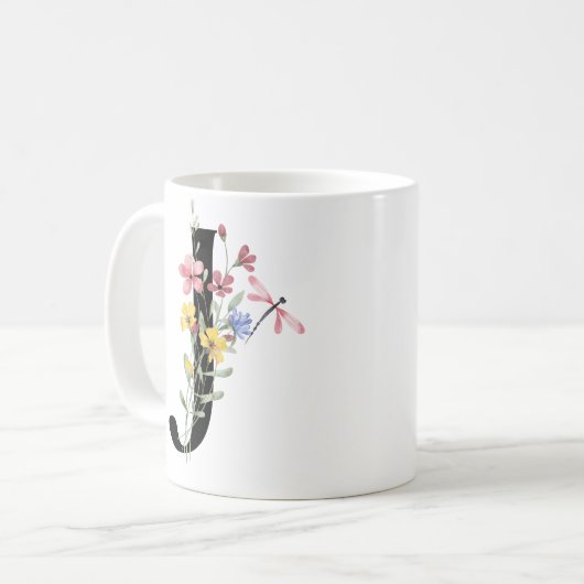 Buchstabe J mit Blumen Kaffeetasse (Vorderseite Links)