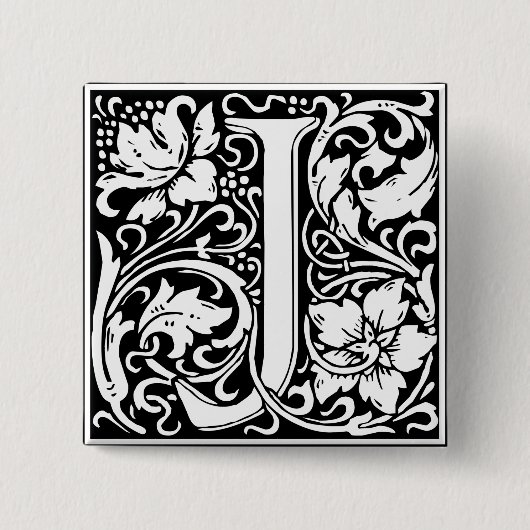 Buchstabe J Mittelalterliche Monogramm-Kunst Art N Button (Vorderseite)