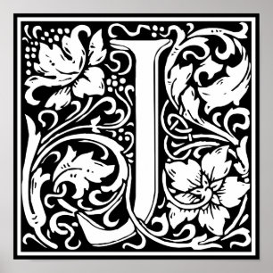 Buchstabe J Mittelalterliches Monogramm Vintage In Poster