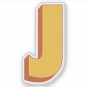 Buchstabe J Monogramm, fette 3D-Schrift Initiale  Aufkleber (Vorderseite)