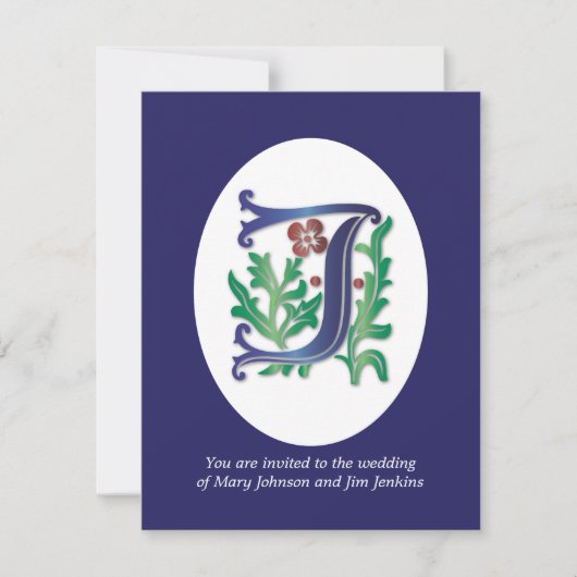Buchstabe J Monogramm Fleur de lis Einladung (Vorderseite)