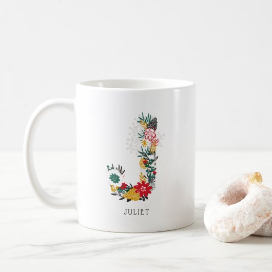 Buchstabe J | Monogramm-I-Tasse für den Blasenbrie Kaffeetasse (Mit Donut)