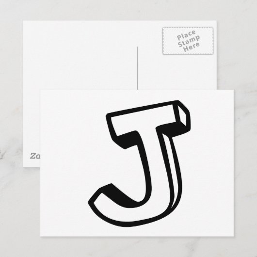 Buchstabe J Postkarte (Vorne/Hinten)