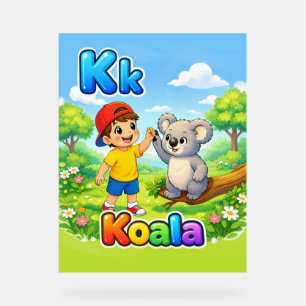 Buchstabe K Alphabetposter – K ist für Koala Acrylschild