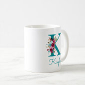 Buchstabe K Aquamarin rosa Kaffeetasse (VorderseiteRechts)
