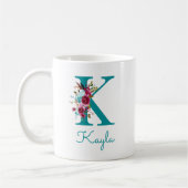 Buchstabe K Aquamarin rosa Kaffeetasse (Links)