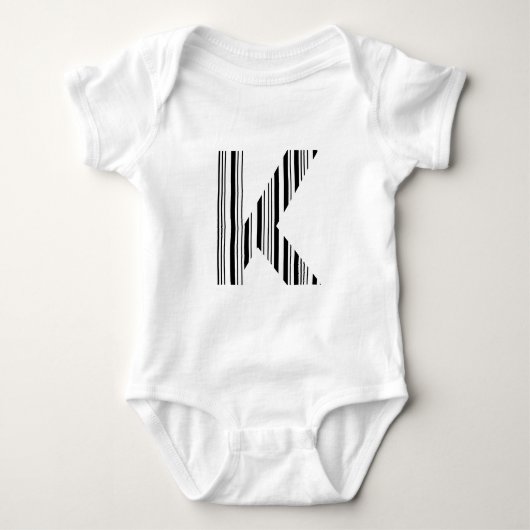 BUCHSTABE K BARCODE Erstes Initial Barcode-Muster Baby Strampler (Vorderseite)