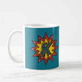 Buchstabe K Comic Burst Monogramm Initial Tasse (Links)