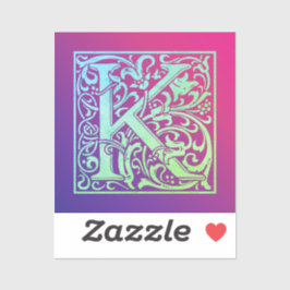 Buchstabe K Farbiger Vintager erster Buchstabe Gra Aufkleber