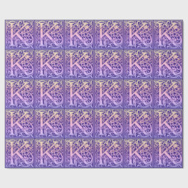Buchstabe K Farbiger Vintager erster Buchstabe Gra Geschenkpapier