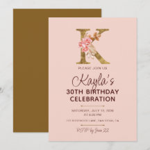 Buchstabe K Gold Monogramm Blush Rosa Rosen