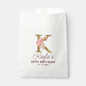 Buchstabe K Gold Monogramm Blush Rosa Rosen Geschenktütchen (Vorderseite)