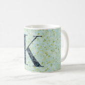 Buchstabe K hellgrüne und blaue Freiheit Kaffeetasse (VorderseiteRechts)