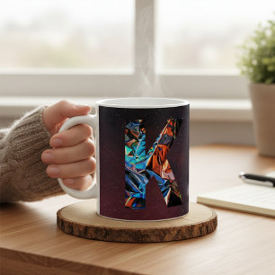 Buchstabe K Holografische Kosmische Galaxie Initia Kaffeetasse