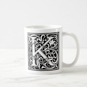 Buchstabe K Mittelalterliche Monogramm-Kunst Art N Kaffeetasse