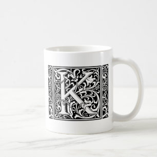 Buchstabe K Mittelalterliche Monogramm-Kunst Art N Kaffeetasse