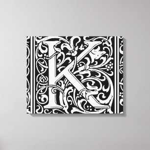 Buchstabe K Mittelalterliche Monogramm-Kunst Art N Leinwanddruck