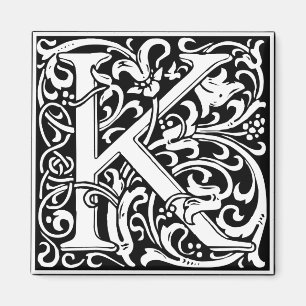Buchstabe K Mittelalterliche Monogramm-Kunst Art N Magnet