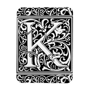 Buchstabe K Mittelalterliche Monogramm-Kunst Art N Magnet