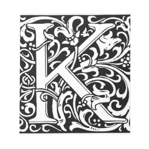 Buchstabe K Mittelalterliche Monogramm-Kunst Art N Notizblock