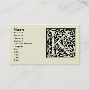 Buchstabe K Mittelalterliche Monogramm-Kunst Art N Visitenkarte