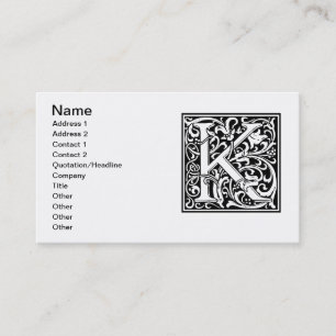 Buchstabe K Mittelalterliche Monogramm-Kunst Art N Visitenkarte