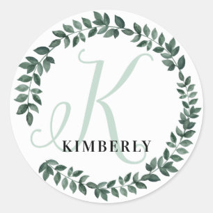 Buchstabe K Monogramm Benutzerdefinierter Name Min Runder Aufkleber