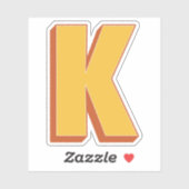 Buchstabe K Monogramm, fette 3D-Schrift Initiale  Aufkleber (Blatt)