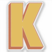 Buchstabe K Monogramm, fette 3D-Schrift Initiale  Aufkleber (Vorderseite)