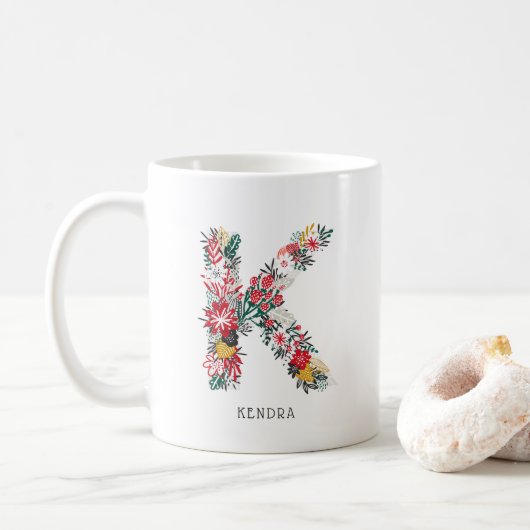 Buchstabe K | Monogramm-I-Tasse für den Blasenbrie Kaffeetasse (Mit Donut)
