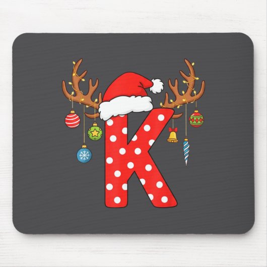 Buchstabe K Weihnachtsmonogramm Alphabet Initialsc Mousepad (Vorne)
