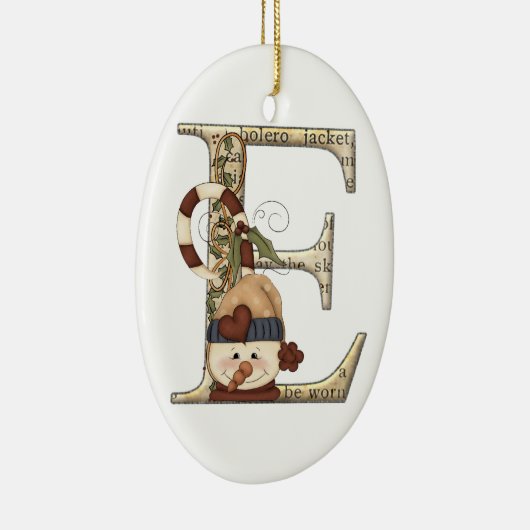 Buchstabe-Kunst - E - Weihnachtsverzierung Keramikornament (Rechts)