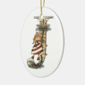 Buchstabe-Kunst - J - Weihnachtsengels-Verzierung Keramikornament (Links)