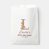 Buchstabe L Gold Monogramm Blush Rosa Rosen Geschenktütchen (Vorderseite)