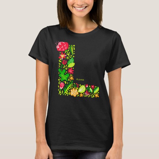Buchstabe L in Blume T - Shirt (Vorderseite)