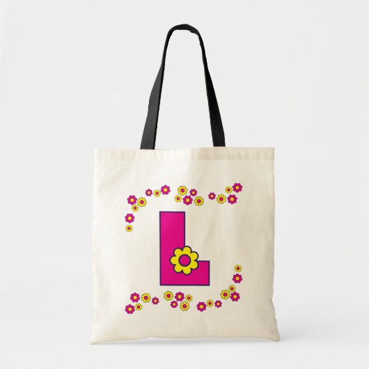 Buchstabe L in der rosa Monogramm-Tasche Flores Tragetasche (Vorne)